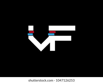Initial uppercase letter VF logo on black background