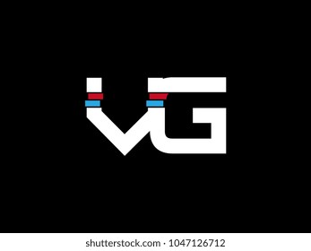 Initial uppercase letter VG logo on black background