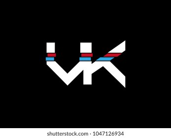 Initial uppercase letter VK logo on black background