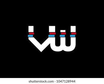 Initial uppercase letter VW logo on black background