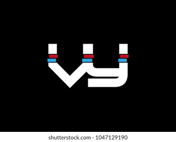Initial uppercase letter VY logo on black background