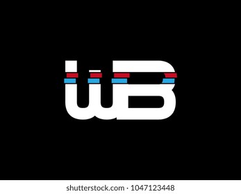 Initial uppercase letter WB logo on black background
