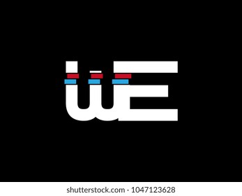 Initial uppercase letter WE logo on black background