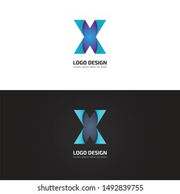 Initial uppercase letter x, curve rounded logo, gradient vibrant colorful glossy colors on white and black background. Modern alphabet concept for banner, web, app icon and company corporate identity.
