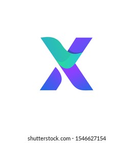 Initial uppercase  letter X logo design with gradient vibrant colorful glossy colors.