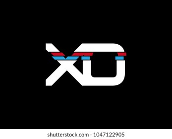 Initial uppercase letter XO logo on black background
