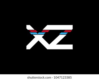 Initial uppercase letter XZ logo on black background
