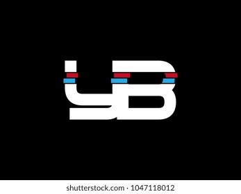 Initial uppercase letter YB logo on black background