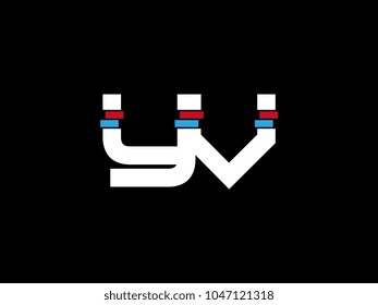 Initial uppercase letter YV logo on black background