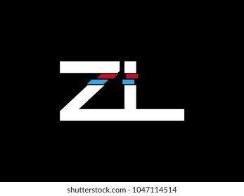 Initial uppercase letter ZL logo on black background