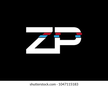 Initial uppercase letter ZP logo on black background