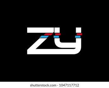Initial uppercase letter ZY logo on black background