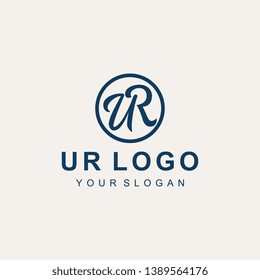 initial u,r logo design template vector