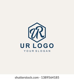 initial u,r logo design template vector