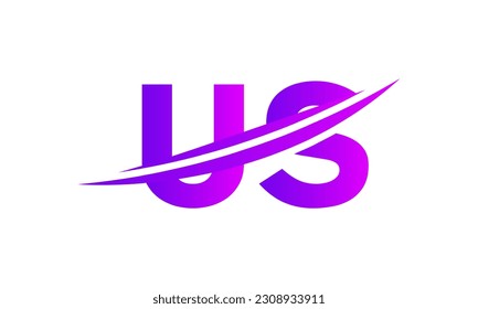Logotipo inicial de la carta de EE.UU. con plantilla de vectores gráficos de diseño Swoosh para identidad de empresa y empresa.	