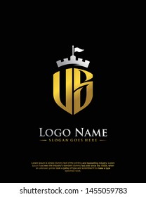 initial US letter with shield style logo template vector