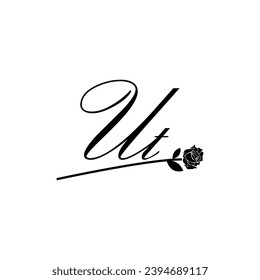 Ornamento de tipografía de flores de escritura UT inicial moderno