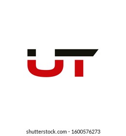 Initial UT icon design template elements for business company logo. Outstanding professional elegant trendy awesome artistic black and red color. Logotype idea vector isolated on white background.