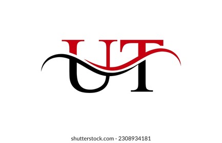Logotipo de letra UT inicial con plantilla de vectores gráficos de diseño Swoosh para identidad de empresa y empresa.	