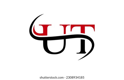 Initial UT letter Logo With Swoosh Design Graphic Vector Template for Business and Company Identity.	