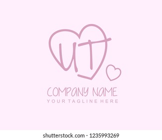 Initial UT with love logo template vector