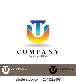 initial UT TU logo design company and business 