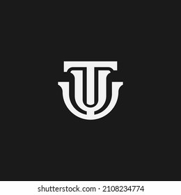 Initial UT TU U T Monogram Logo Template Vector Illustration Isolated in Black White Background