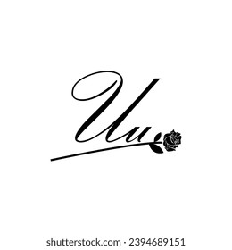 Initial UU handwriting flower typography ornament modern