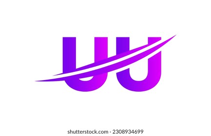 Initial UU letter Logo With Swoosh Design Graphic Vector Template for Business and Company Identity.	