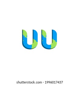 Initial UU logo design with World Map style, Logo business branding.