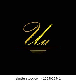 Initial UU logo signature elegant gold element