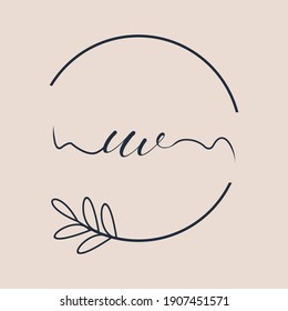 Initial UV logo Handwriting floral and botanical vector