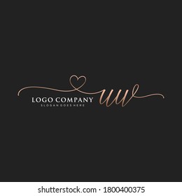 Initial UW beauty monogram and elegant logo design, handwriting logo of initial signature, wedding, fashion, floral and botanical with creative template.