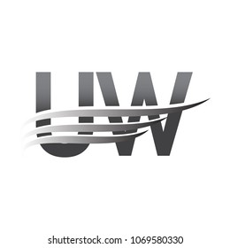 Initial UW wing logo, grey color vector logotype, logo for company name business and company identity.
