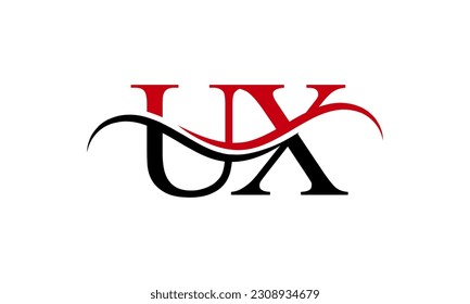 Initial UX letter Logo With Swoosh Design Graphic Vector Template for Business and Company Identity.	