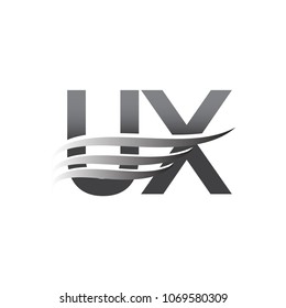 Initial UX wing logo, grey color vector logotype, logo for company name business and company identity.