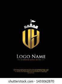 initial UY letter with shield style logo template vector