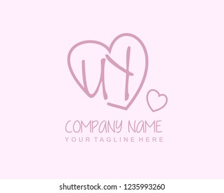 Initial UY with love logo template vector