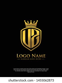 initial UZ letter with shield style logo template vector