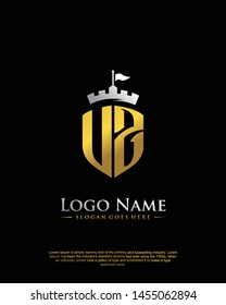 initial UZ letter with shield style logo template vector