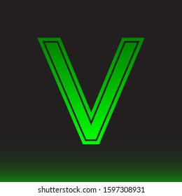 Initial V Abstract Minimal Premium Light Green Gradient Logo Icon Black Background Isolated