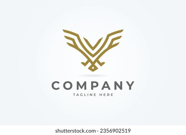 Initial V Bird logo. modern Bird with letter V design logo. flat design logo template. vector illustration