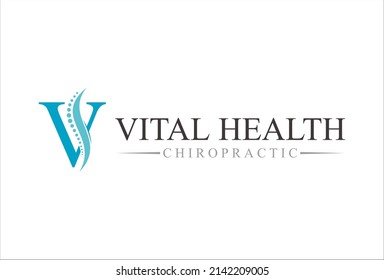initial V chiropractic logo design concept