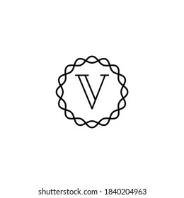 initial v circle vintage logo design vector eps