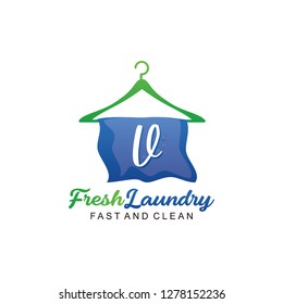 Initial V With Clothes Hanger Shape Laundry Icon Logo