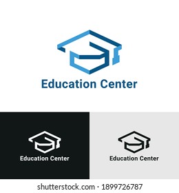Initial V combine with toga hat icon for education business logo design template