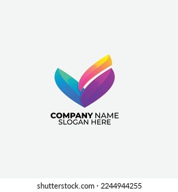 initial v design gradient color symbol logo