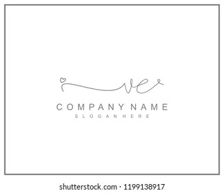 Initial V E handwriting logo template vector