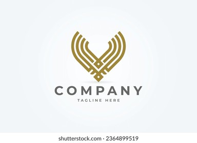 Initial V Eagle logo. letter V forming Eagle Bird design logo. flat design logo template. vector illustration