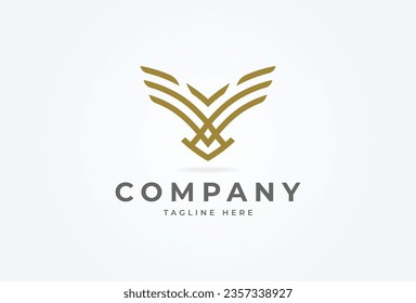 Logo inicial de V águila. águila minimalista con combinación de letra V. plantilla de logotipo de diseño plano.  ilustración vectorial